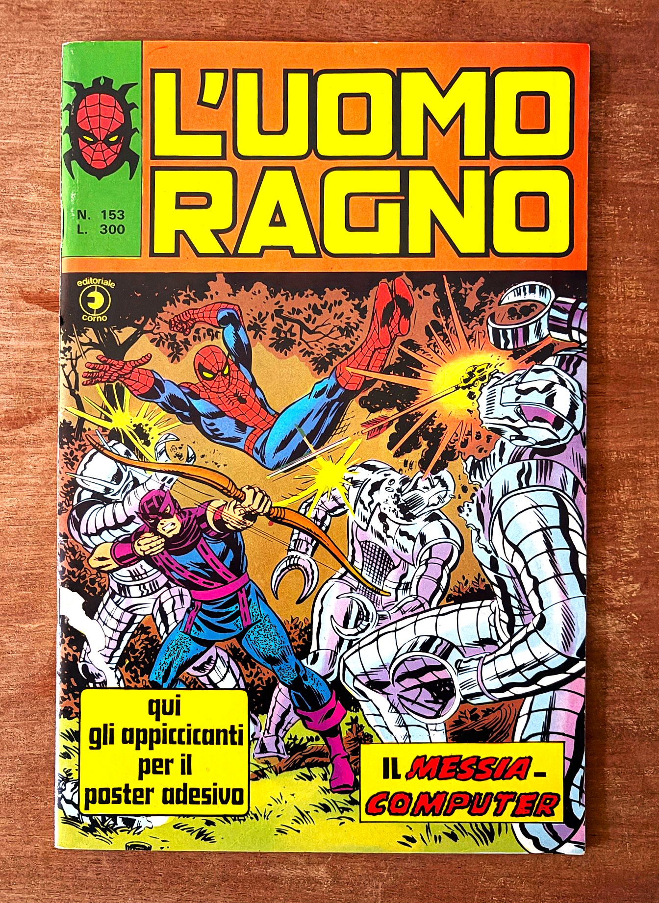 Uomo Ragno corno n. 153 con adesivi